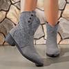 Fashion Fashion Metal Rivet Decoration Suede Western Cowboy Boots Sexy Pointed Toe Medium Heel Riding Boots Music Festival Outdoor Shoes