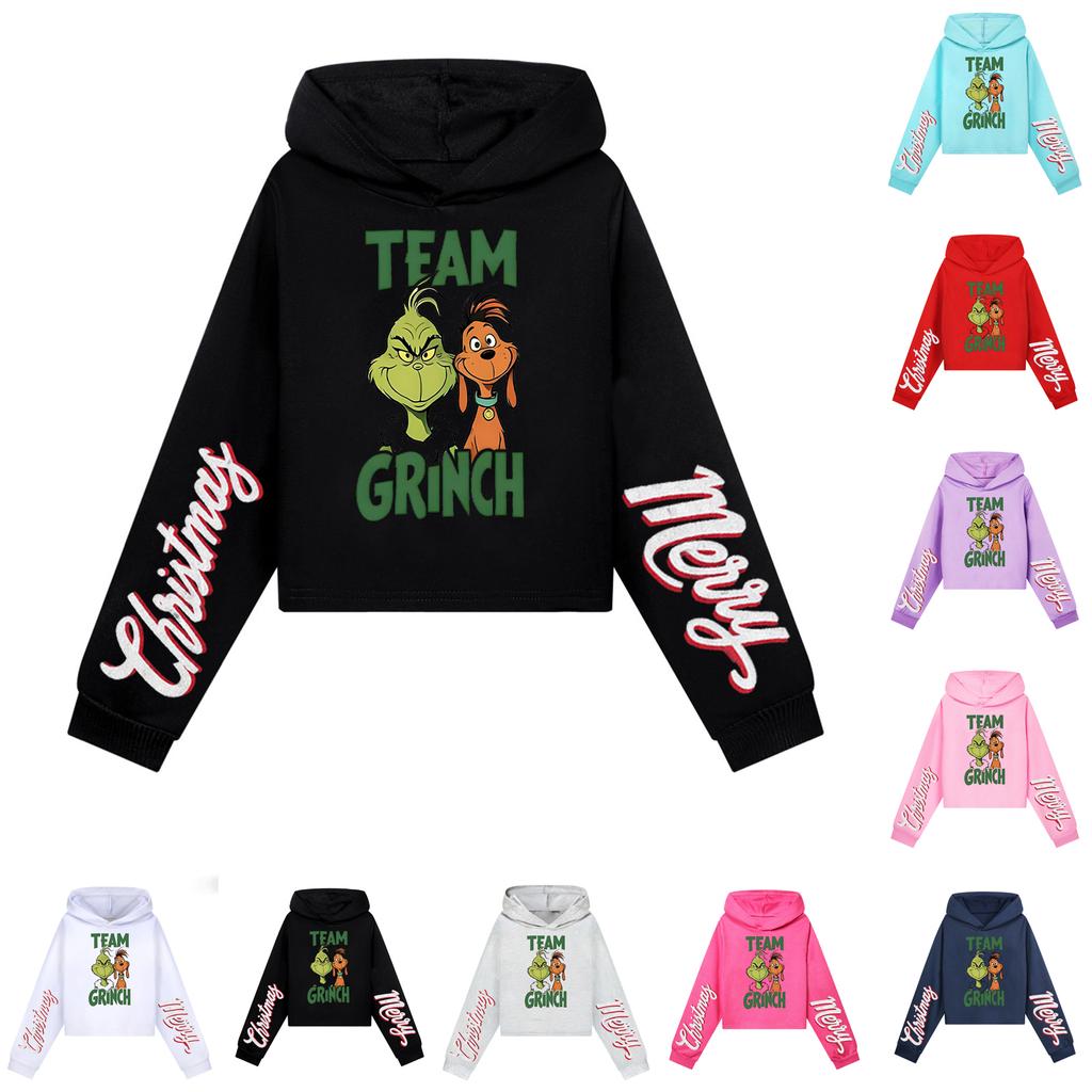 Kids' Casual Fashion Christmas Printed Long Sleeve Hooded Sweatshirt (No Drawstring)