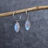 Natural Moonstone Earrings Rainbow Moonstone Marquise Hoop  Sterling Silver Handmade Earrings Healing Crystals Dangle Earrings for Her