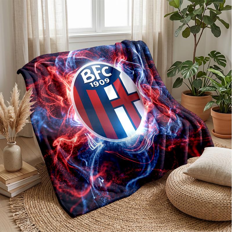 Coperta in Morbido Pile di Flanella Bologna FC Leggera Accogliente Calda Coperta da Lancio per Divano Letto Decorazione Casa