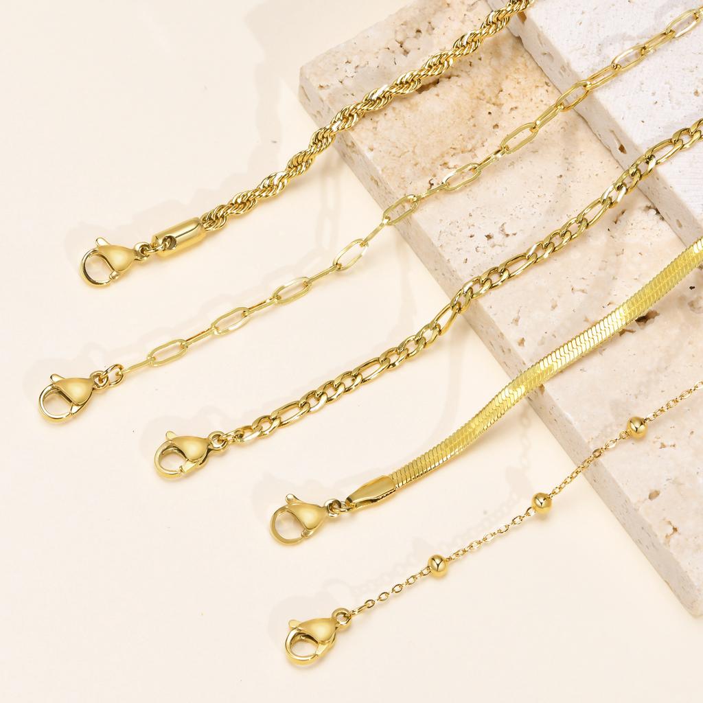 5PCS/Set Women Gold/Silver Color Bracelets,Stainless Steel Lady Geometric Fashion Charm Chain,Multi Layers Dainty Girl Jewelry