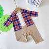 Cute and Playful Japanese-Style Baby Spring and Autumn Long-Sleeve Romper for Boys and Girls, Cotton Onesie with Suspenders, Size 60-80