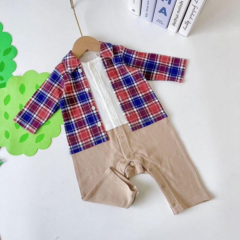 Cute and Playful Japanese-Style Baby Spring and Autumn Long-Sleeve Romper for Boys and Girls, Cotton Onesie with Suspenders, Size 60-80