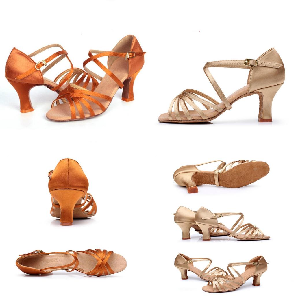 Elegant Satin 5 Cm High Heel Adult Female Latin Modern Ballroom Dancing Shoes