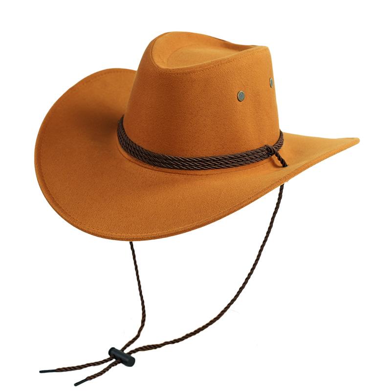 Men's Imitation Suede Western Cowboy Hat for Outdoor Camping & Hiking