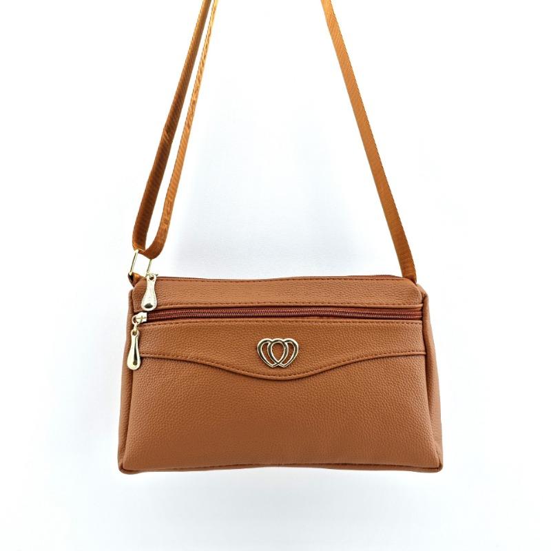 Spring new multi-layer zipper single shoulder women's small bag trend oblique span lychee pattern bag large capacity