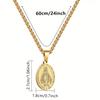 [Virgin Mary Necklace] Stainless Steel Virgin Mary Necklace with Cross Miracle Medal - 1pc Fashion Religious Gift Pendant, Unisex All-Season Accessory