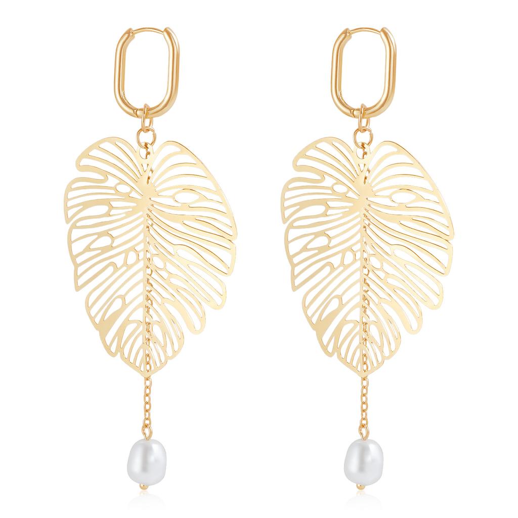 Retro temperament leaf earrings