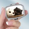 Portable Pill Box with 2 Compartments, Mini Metal Medicine Organizer Case, Cute Printed Pill Container for Vitamins, Pills, Jewelry, Travel, Daily Use