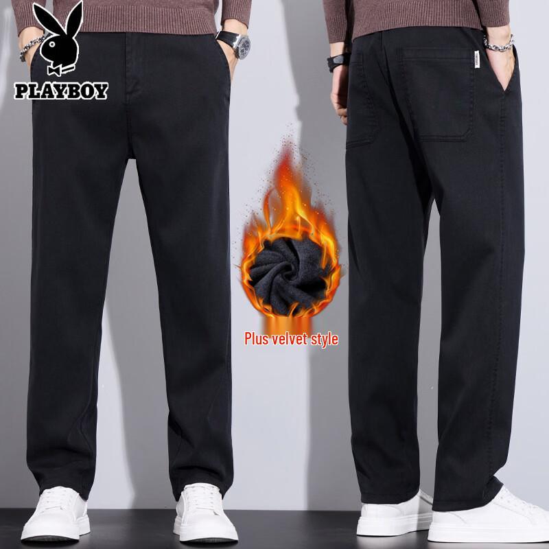 PLAYBOY Men's Autumn Winter Loose Straight Casual Pants