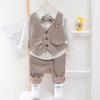 Baby Kinder Kleidung Anzug Geburtstag Hochzeit Party Elegantes Set Baby Junge Freizeitkleidung Gestreiftes Hemd Weste Hose
