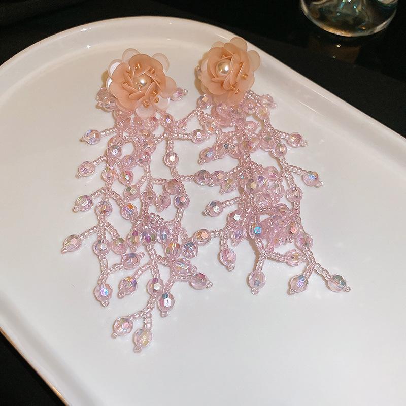 

Серьги с бахромой из супер-феи, Нишевые серьги с высококлассным чувством темперамента в стиле отпуска, Летние серьги-цветочное море