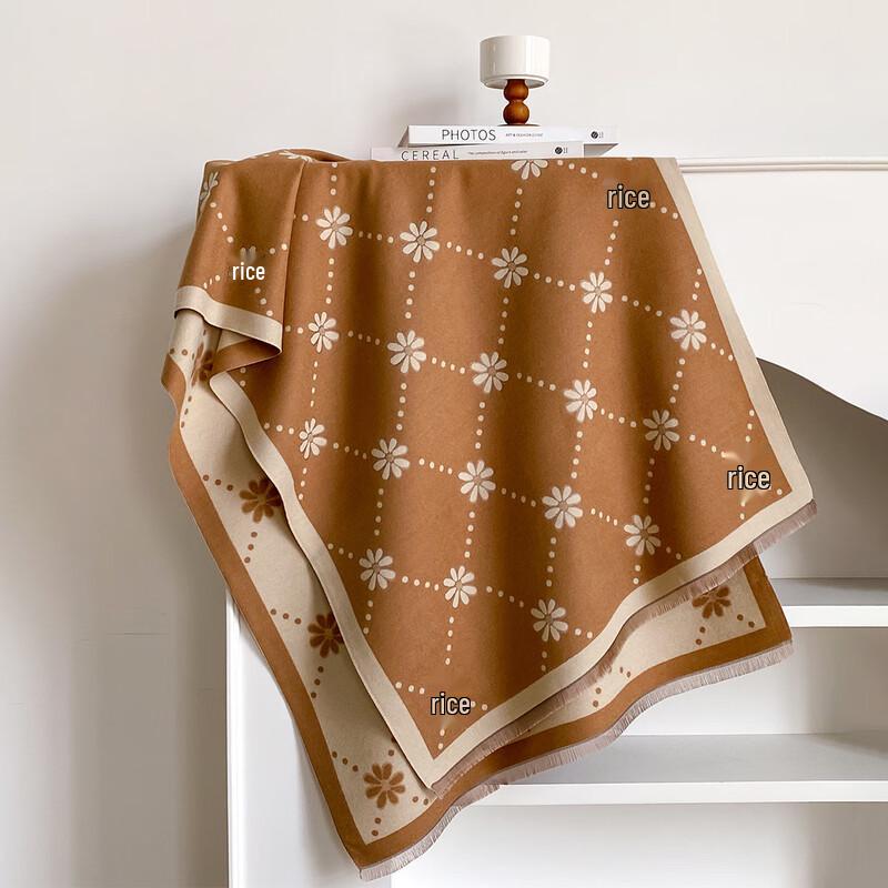 Women's Autumn/Winter Polka Dot Floral Double-Sided Faux Cashmere Scarf