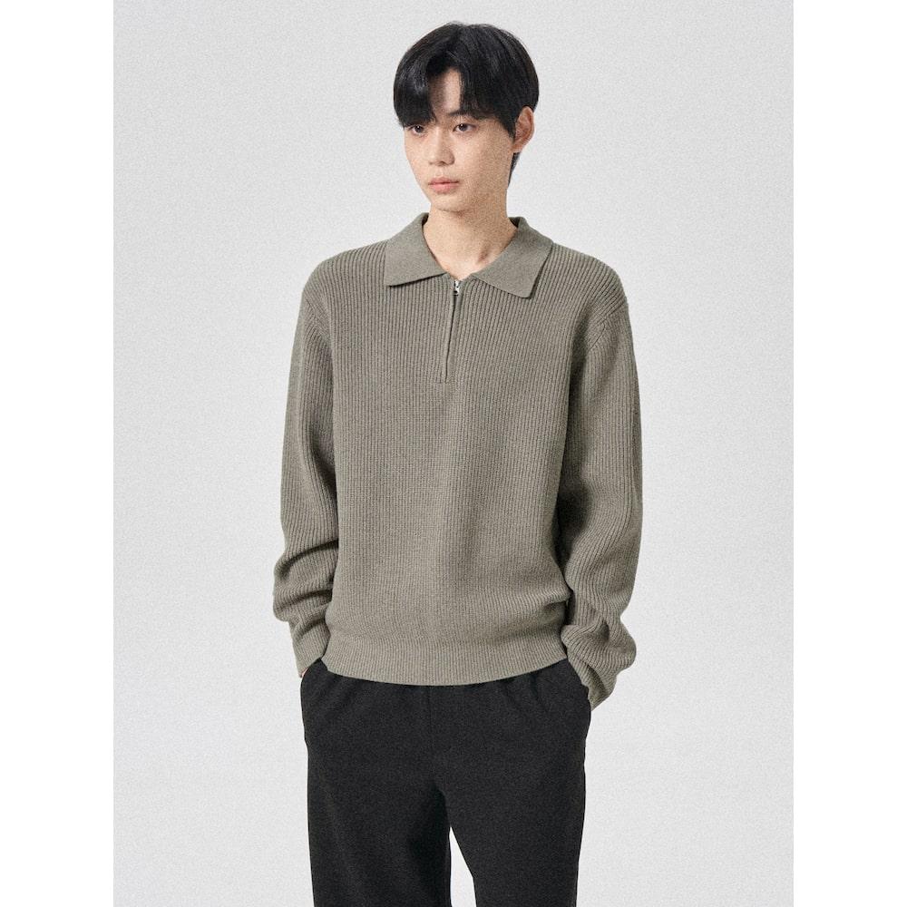 8Seconds Collared Half-Zip Knit Khaki Khaki/M