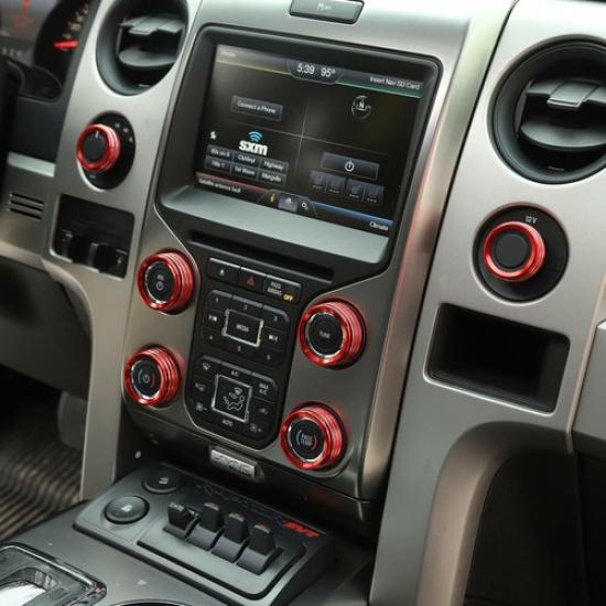 AC CD 4WD Release Mirrors Control Knob Decor Ring for Ford F150 2013-14 Red 8pcs