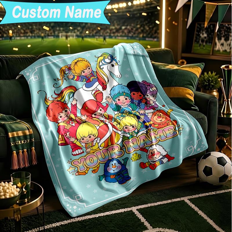 1PC Custom Name Blanket Rainbow Adventure Flannel blankets Patterns Throw Blanket All-Season Soft Gift for Couch, Bed, Camping, Birthday gifts