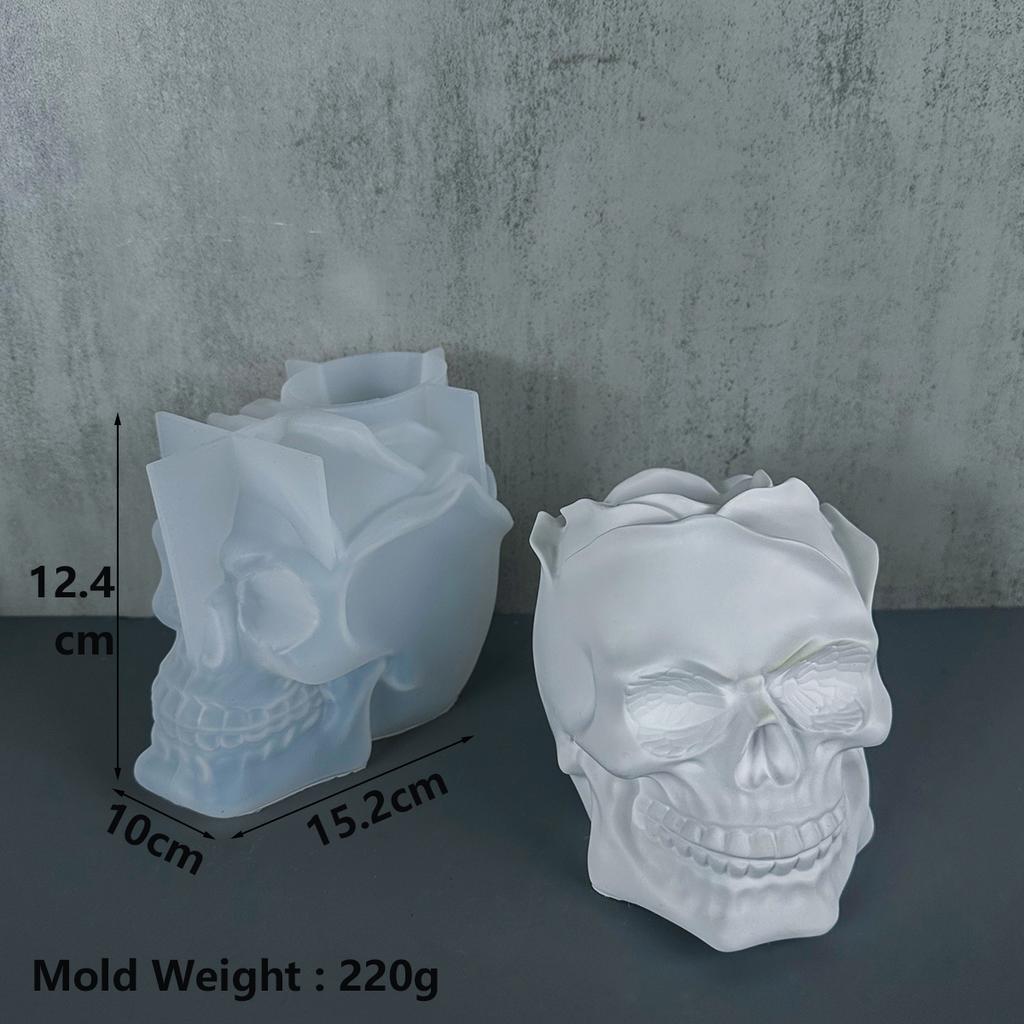 Kreativer Schädel-Blumentopf Silikonform DIY Gips Kerzenglas Epoxidharz Stiftebehälter Form Halloween Ornamente Heimdeko