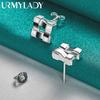 925 Sterling Silver Square Stud Earrings For Women Wedding Party Charm Jewelry