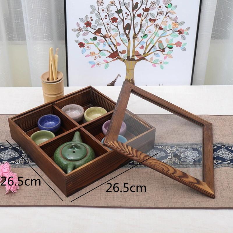 Wooden Dried Fruit Snack Plate with Cover Snack Box Nut Dried Fruit Plate Candy Box Snack Storage Boxes Home Storage Organizer