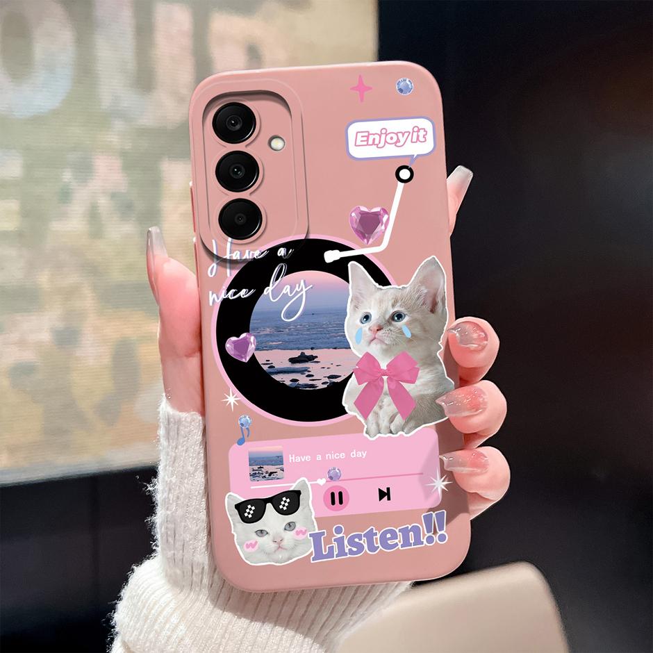 Custodia Per Samsung Galaxy A17 M17 4G 5G Gatto Cartone Animato Carino Copertura Protettiva Morbida in Silicone Per SamsungA17 M17 Fundas GalaxyM17 Coque