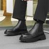 men's casual business office chelsea boots autumn winter shoes cowboy natural leather boot black stylish platform ankle botas