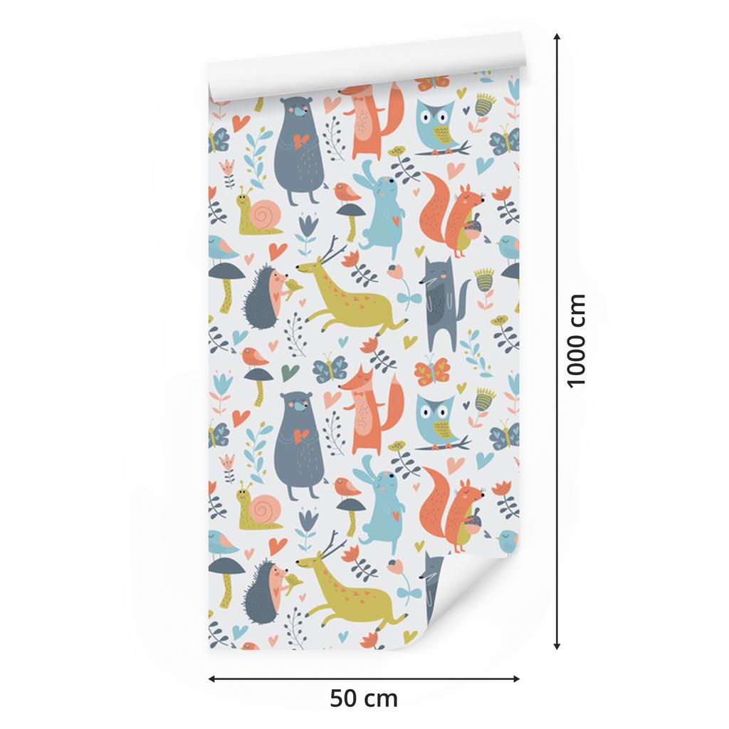Forest Wallpaper with Animals In Love for the Living Room and Bedroom 50x1000