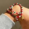 Festival Santa And Snowman Designs Soft Clay Beaded Bracelet 18cm Adjustable Length 3 Unique Styles Lightweight Jewelry