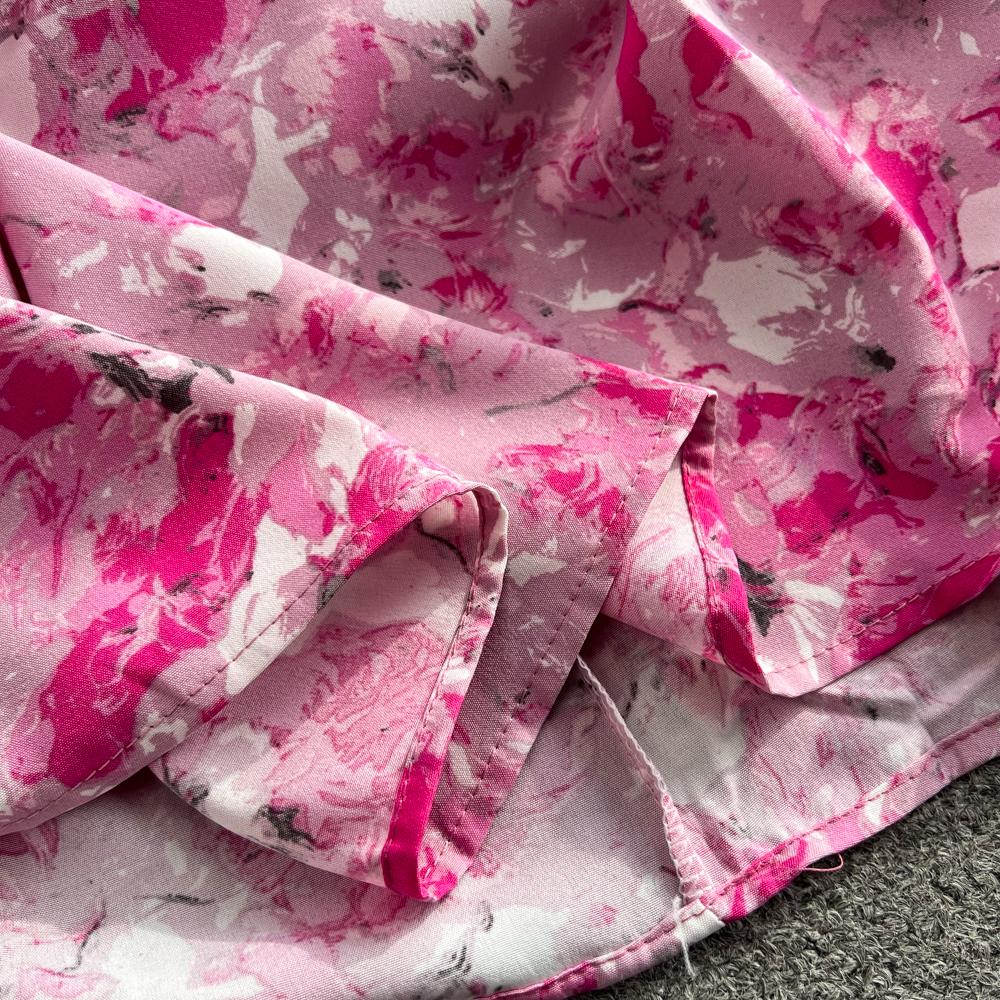 Beach Vacation Strapless Floral Camisole Dress  A Line Slim  Sleeveless Backless Dress for Summer