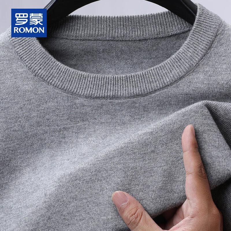 ROMON Men's Loose Fit Round Neck Knit Sweater