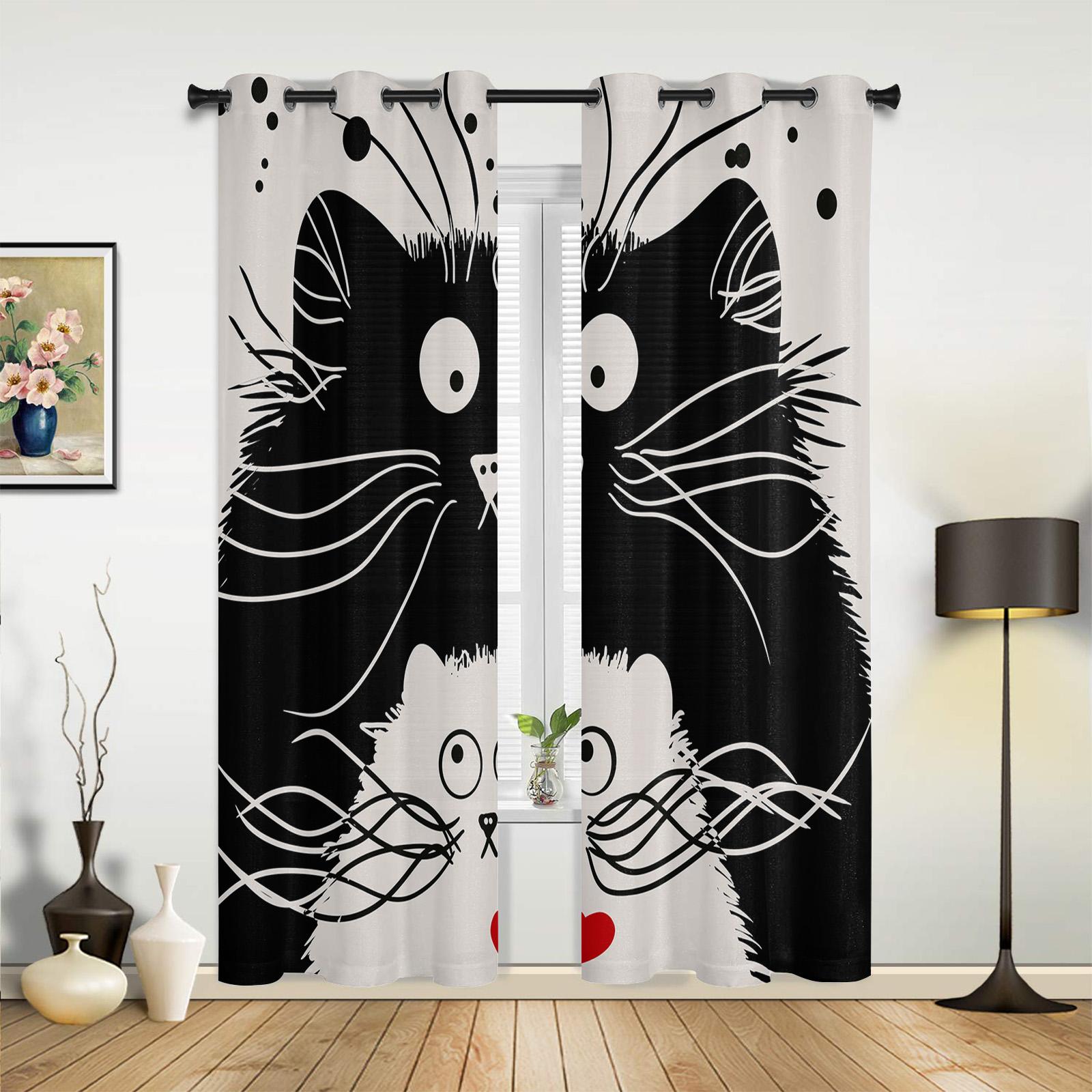 

Милые домашние животные Кошка Шторы для окон Украшение дома Шторы для гостиной Индивидуальное оформление окон Шторы Cortinas для кухни и спальни 135W x 60H(cm) x1