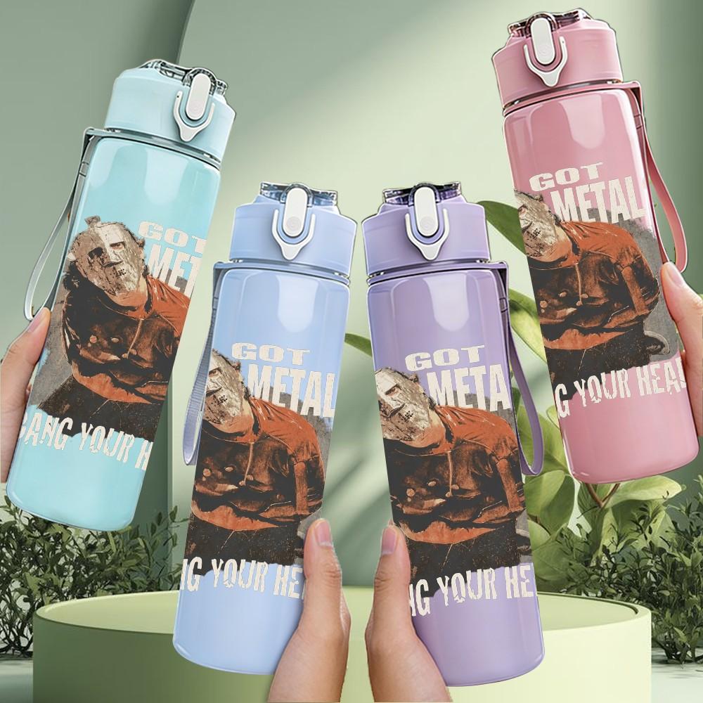 1PC Buffalo western animal crest print 750ml colorful plastic sports water bottle leakproof pop up lid with straw for outdoor work home use