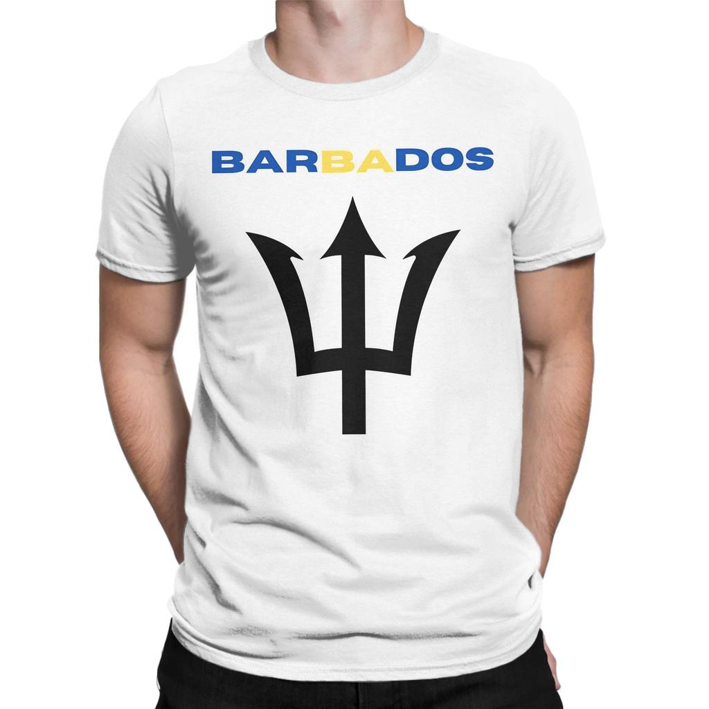 Printed Barbados Flag Barbadian T Shirt For Unisex Wounisex Cotton Tee Shirt Short Sleeve Tops