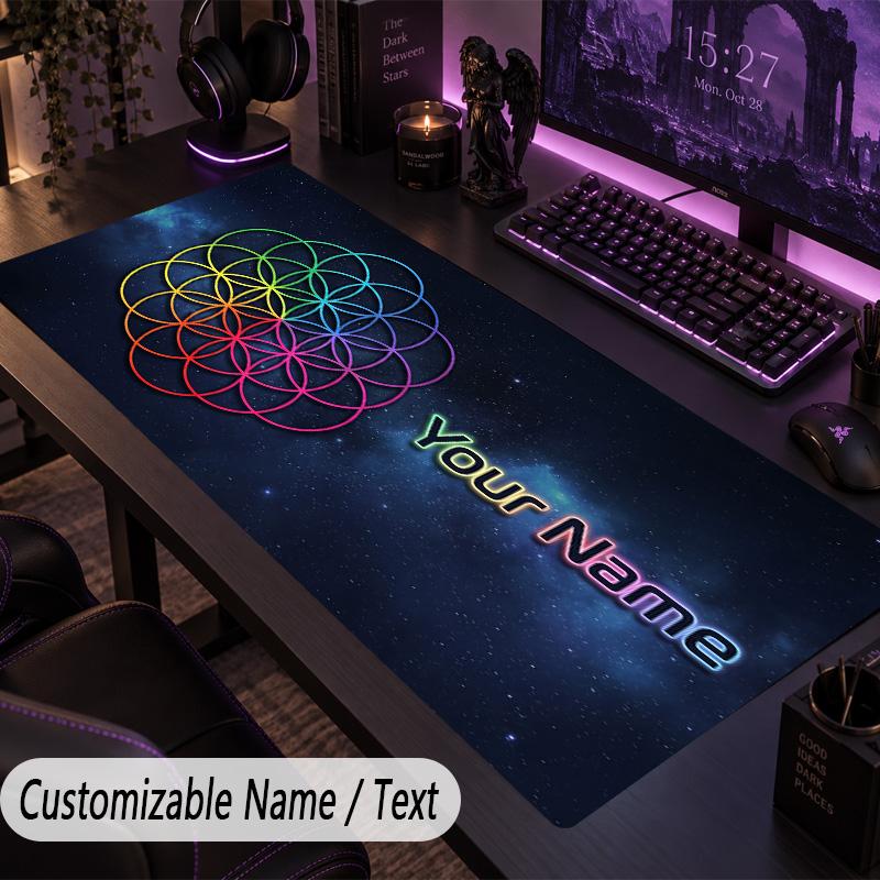 Custom Text Big Mousepad, Extended Desk Pad For Laptop Work GameColdplay
