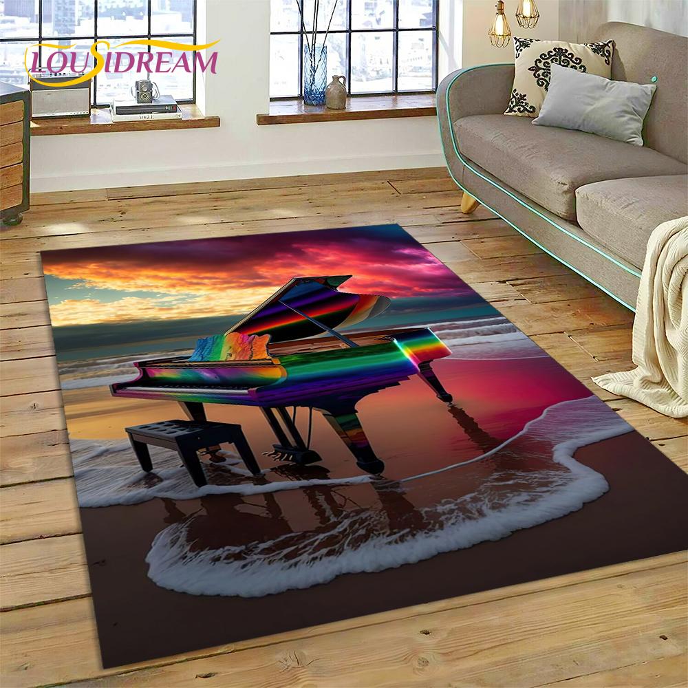 3D Dream Piano Key Music Instrument Cartoon Area Rug Duży, Dywan do Domu Salon Sofa Wycieraczka Dekoracja, Dziecięca Mata Antypoślizgowa Podłogowa