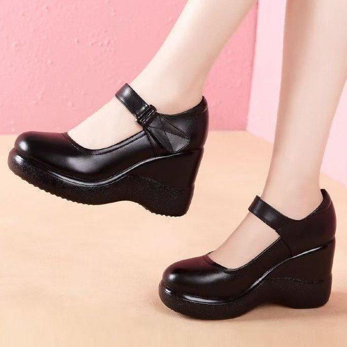 Nuove Scarpe Basse in Pelle Donna Mary Janes Autunno Tacchi Alti Zeppe Piattaforma Scarpe Mamma Ufficio 2026