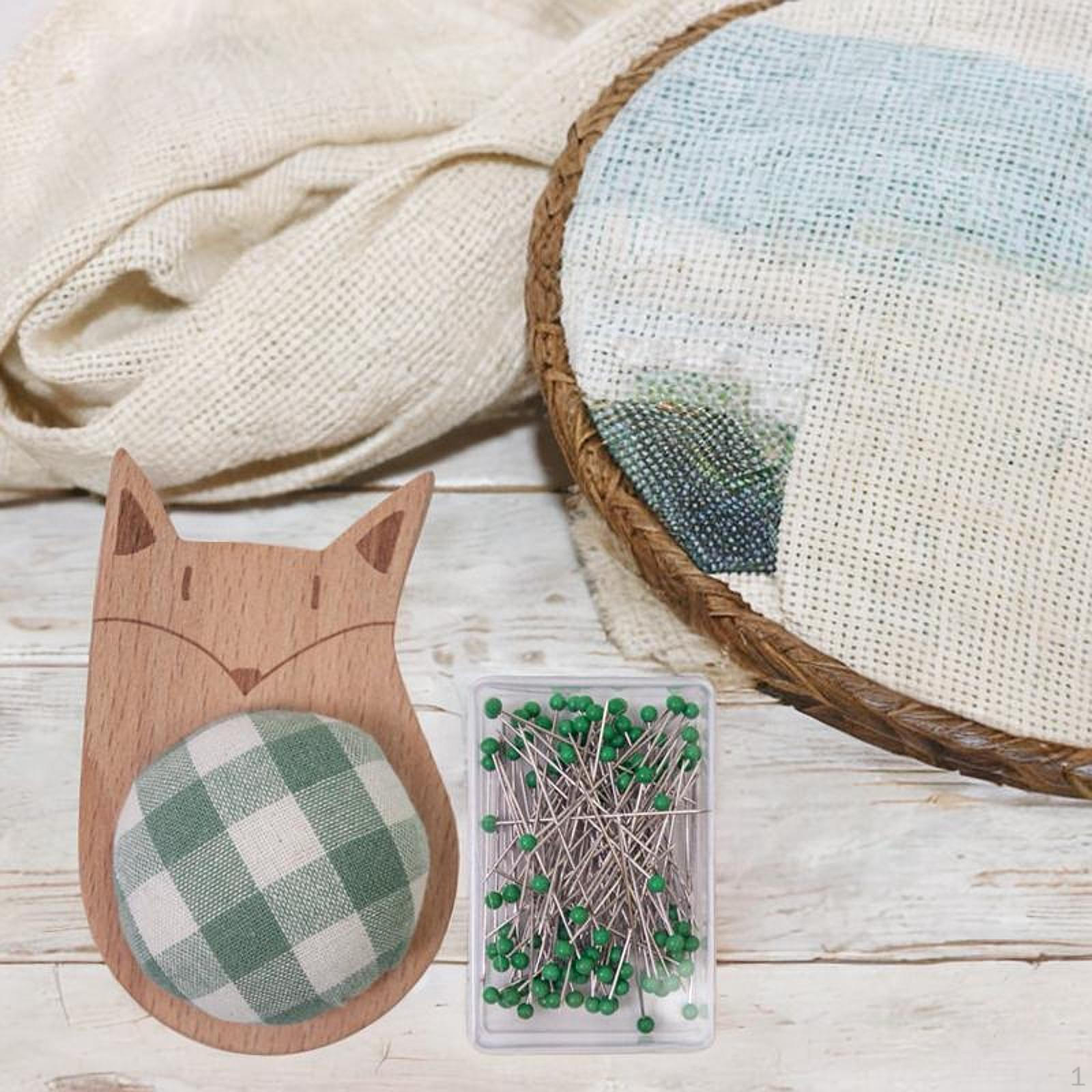

Милая подушечка для булавок с булавками с шариковой головкой, швейный набор, аксессуары для DIY-рукоделия, маленькая деревянная основа Set E