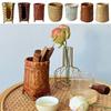 Bamboo Woven Cup Holder Rack Retro Tea Cup Storage Box Convenient Paper Cup Dispenser  Tea Ceremony
