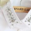 Fashion Women Fake Collar Shirt Beads Detachable Collars Chiffon Lapel Blouse Top Female White Clothes Decor