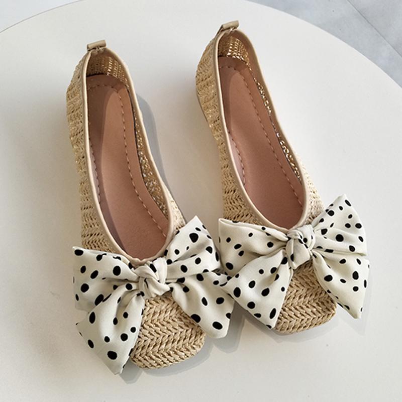

Балетки на плоской подошве с бантом, женские лоферы, весна-лето, дышащая тесьма, мягкие повседневные женские туфли без шнуровки с квадратным носком и поло...