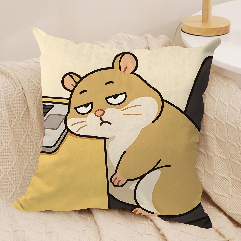 Hard Work Animal Cute Cushion Cover Silky Short Plush Invisible Zipper Dustproof Sofa Pillow Case For Home Decor
