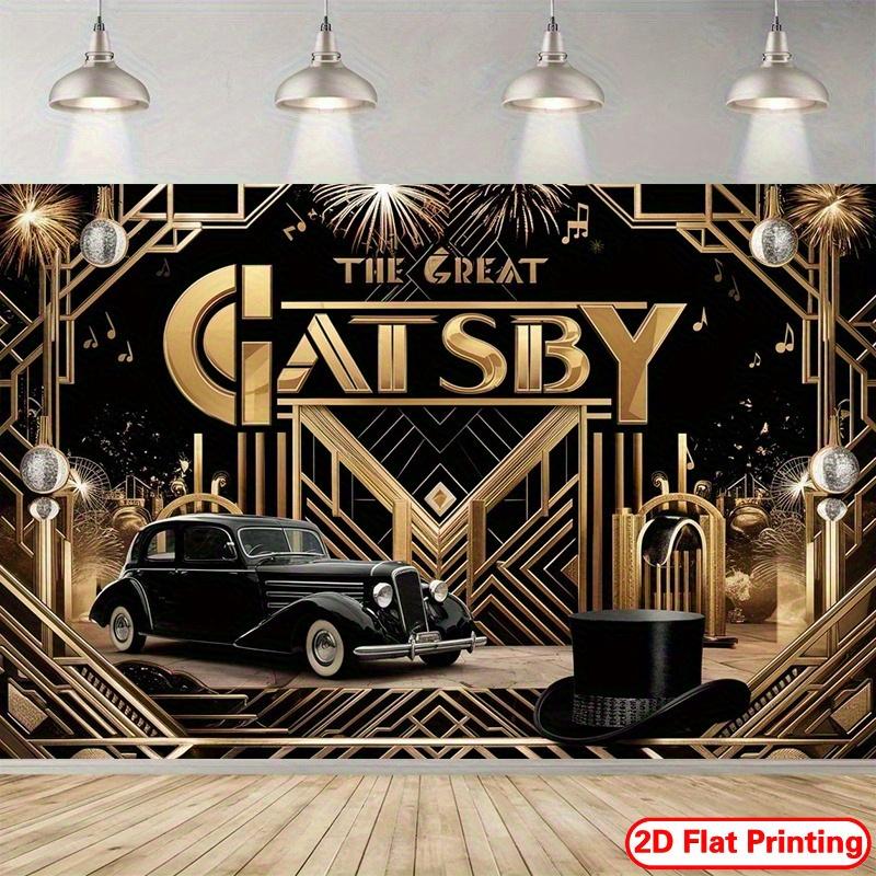 2D Flat 1pc Great Gatsby Party Background Polyester Banner - Roaring 20s-themed Decoration Suitable for Event Background
