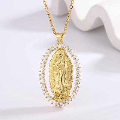 Collana con ciondolo in zircone placcato in oro 18K e gioielli religiosi