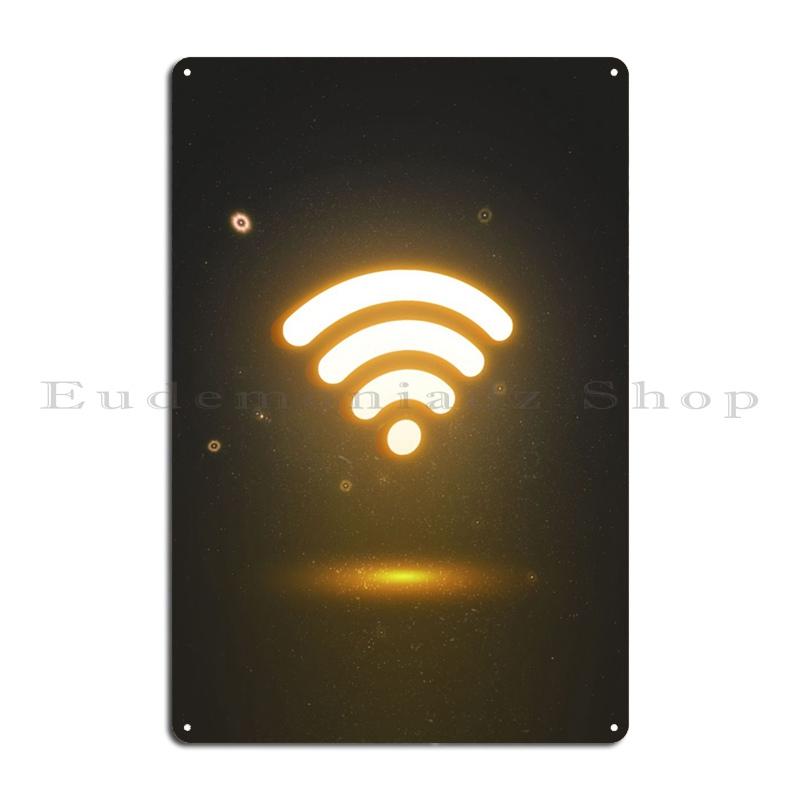 Glowing Wifi Sign Metal Plaque Poster Customize Mural Create Painting Club Tin Sign Poster 20x30cm(7.8x11.8inch)