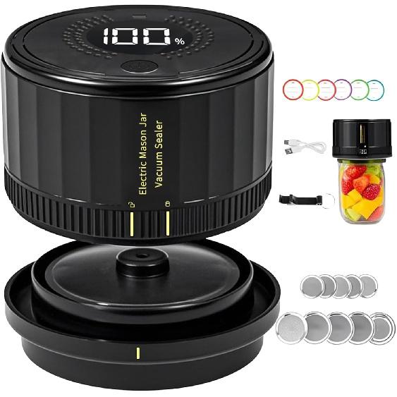 Вакуумный запайщик для банок Mason, Вакуумный запайщик Mason для банок с широким и обычным горлышком, Комплект вакуумного запайщика для банок Mason с автостопом, Портативный запайщик для банок Mason