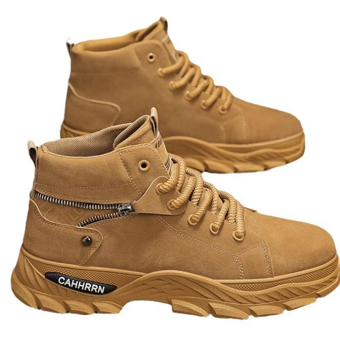 Martin botları erkek kışlık yüksek bilekli İngiliz stili retro dış mekan dağcılık su geçirmez kaymaz boy uzatan işçi sarı botlar