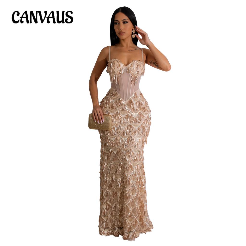 Rochie de seară Rochii de petrecere la modă Rochie lungă de damă, plină de paiete, sexy cu halter