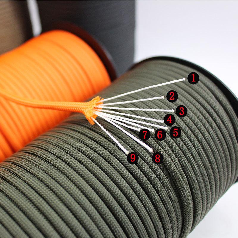 9-Core 100m Polyester Paracord for Outdoor Camping, Binding, or Bracelet Weaving.