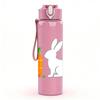 1PC Simple White Bunny Carrot 750ml Color Plastic Sports Water Bottle Leakproof Flip Straw Lid Suitable for Sports Office Home Use