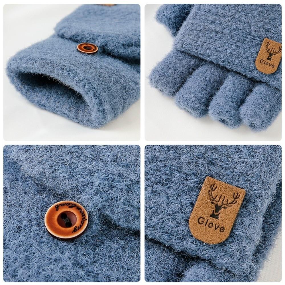 Windproof Half Finger Mittens Warm Writing Mittens Fashion Winter Knitted Gloves  for Men