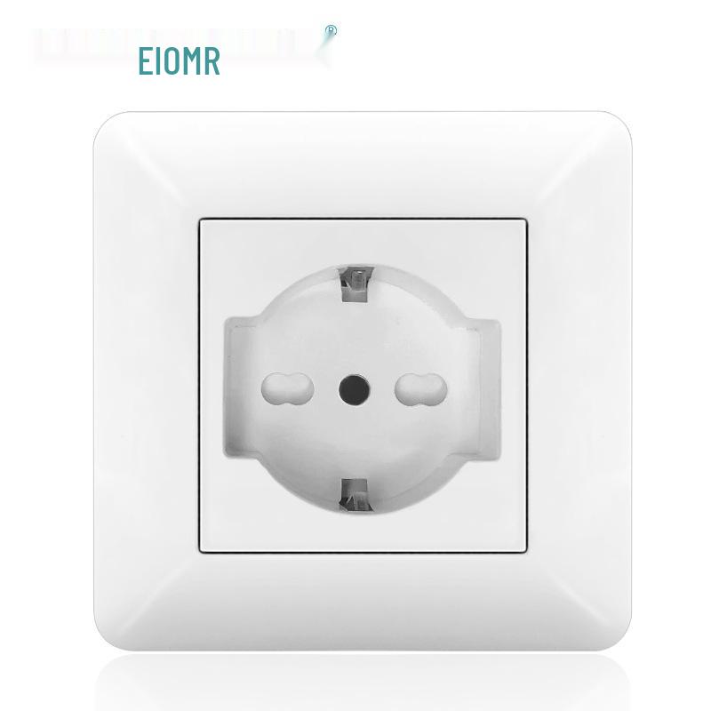Curved White European Standard Socket Panel with Double USB & Type C, German Switch, Concealed Installation